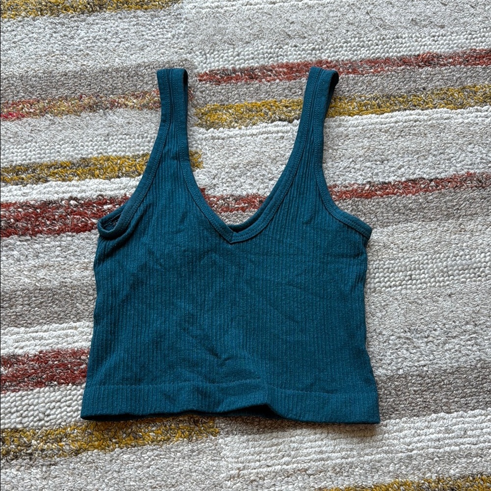 Teal Ribbed Women's Top